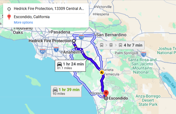 Map of fire protection service area in Escondido