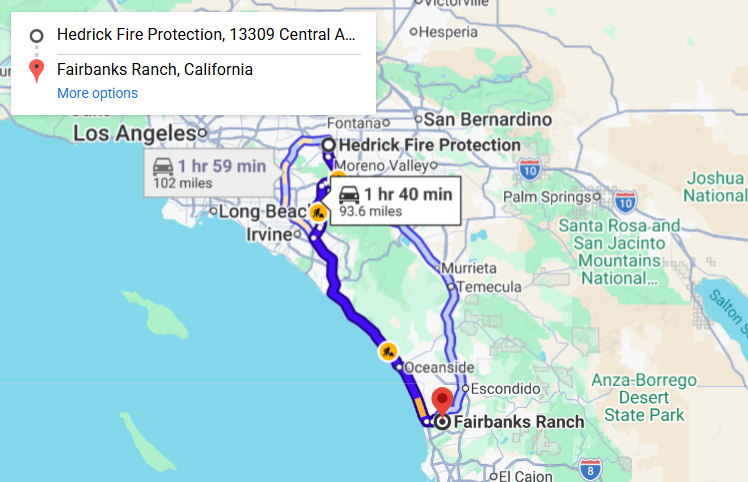 Map of fire protection service area in Fairbanks Ranch