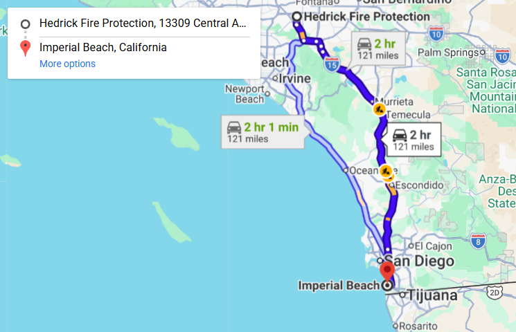 Map of fire protection service area in Imperial Beach