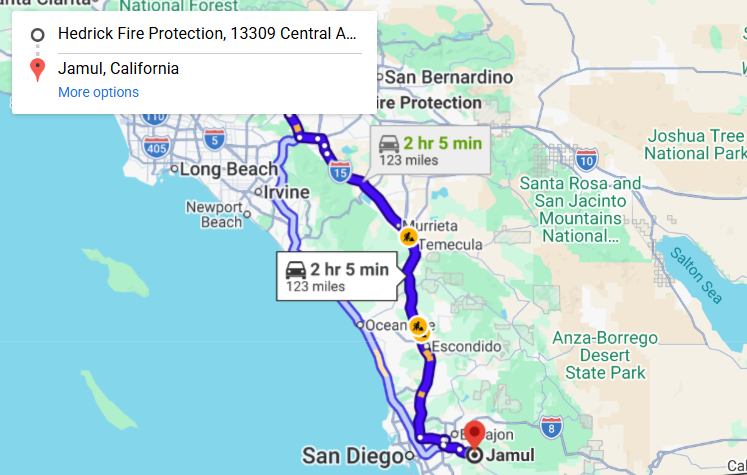 Map of fire protection service area in Jamul