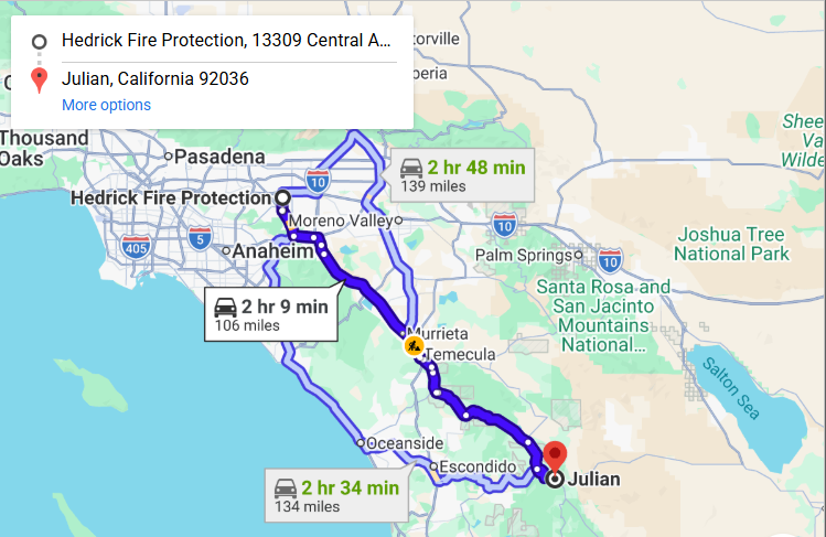 Map of fire protection service area in Julian