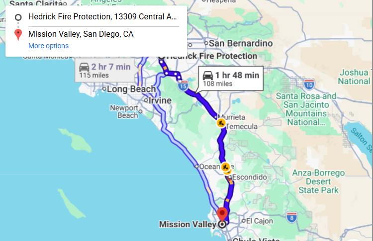 Map of fire protection service area in Mission Valley