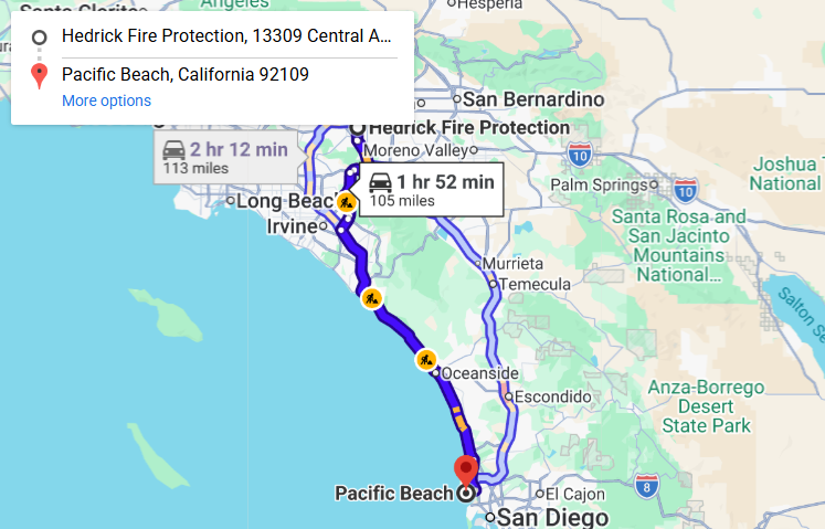 Map of fire protection service area in Pacific Beach