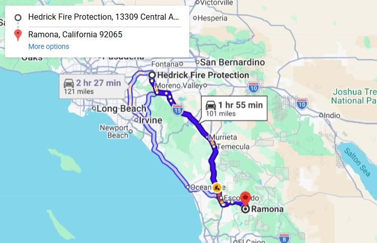 Map of fire protection service area in Ramona