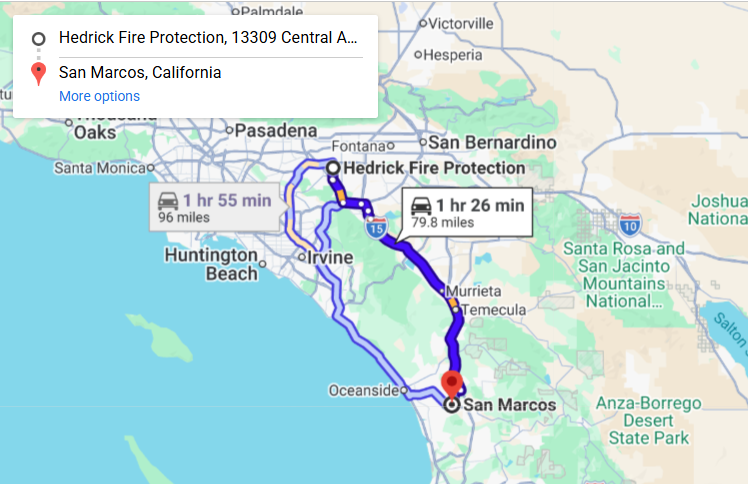 Map of fire protection service area in San Marcos