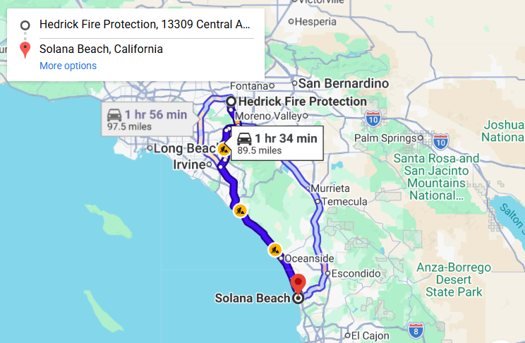Map of fire protection service area in Solana Beach