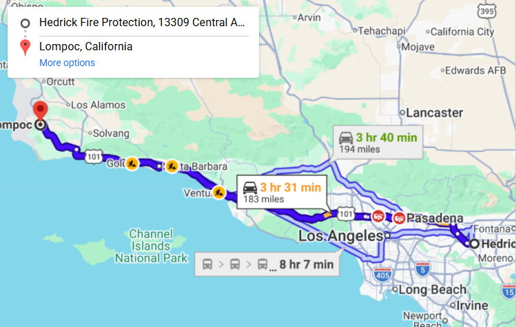 Map of fire protection service area in Lompoc