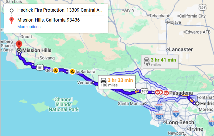 Map of fire protection service area in Mission Hills