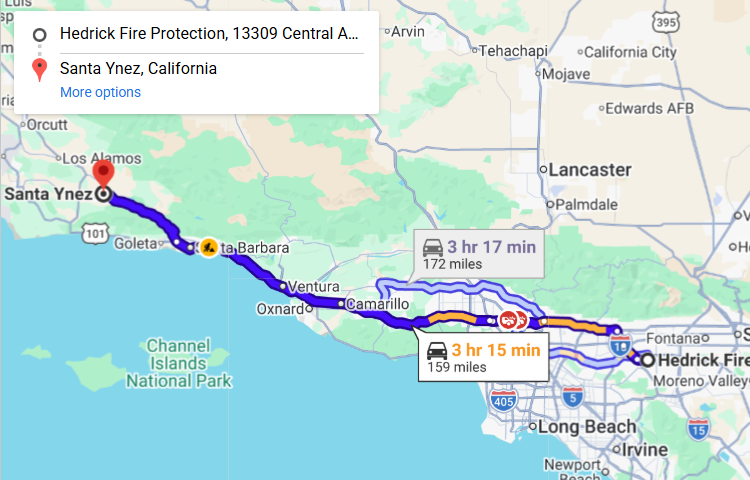 Map of fire protection service area in Santa Ynez