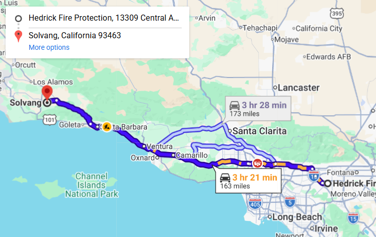 Map of fire protection service area in Solvang