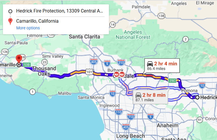 Map of fire protection service area in Camarillo