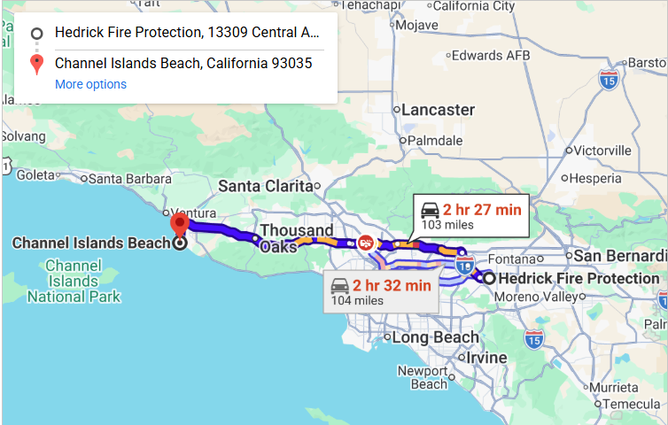 Map of fire protection service area in Channel Islands Beach