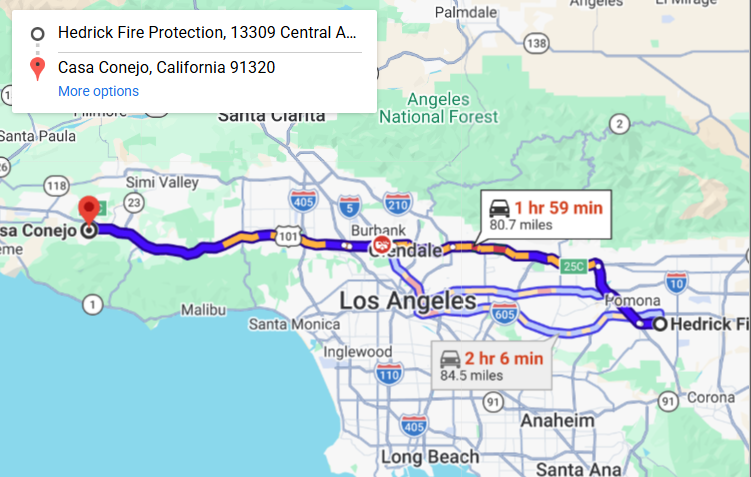 Map of fire protection service area in Casa Conejo