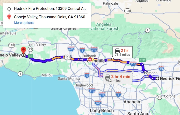 Map of fire protection service area in Conejo Valley