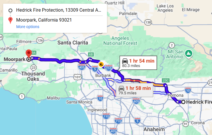 Map of fire protection service area in Moorpark