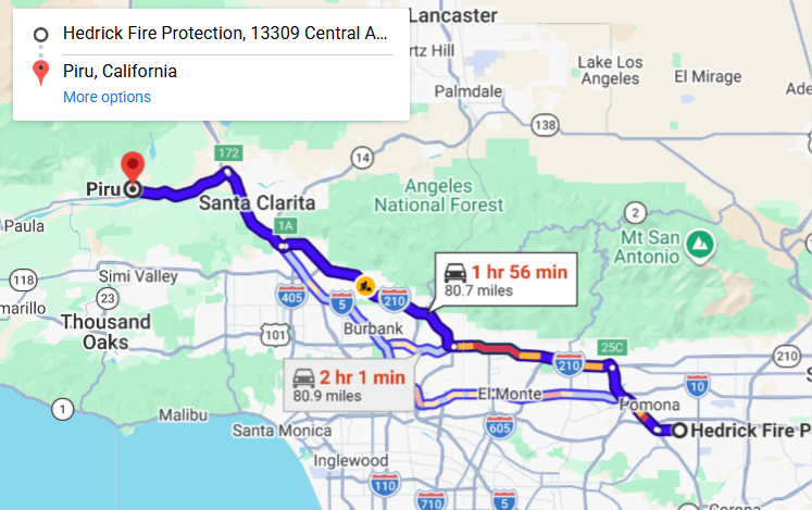Map of fire protection service area in Piru