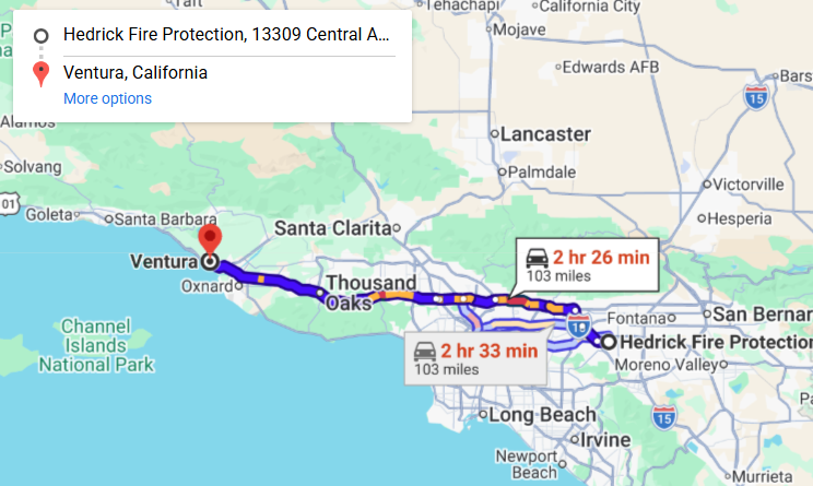 Map of fire protection service area in San Buenaventura
