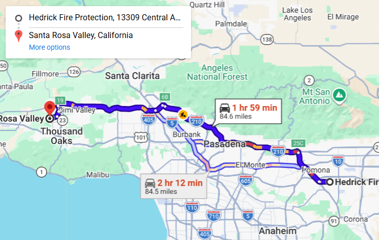 Map of fire protection service area in Santa Rosa Valley