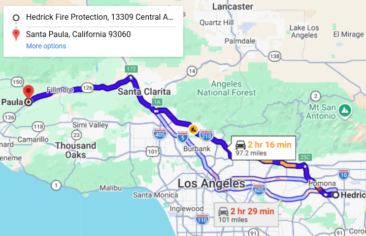 Map of fire protection service area in Santa Paula