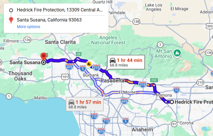 Map of fire protection service area in Santa Susana