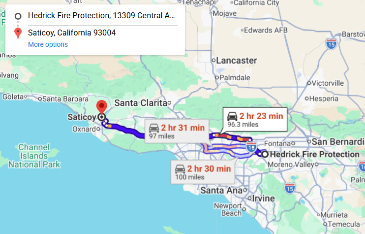 Map of fire protection service area in Saticoy
