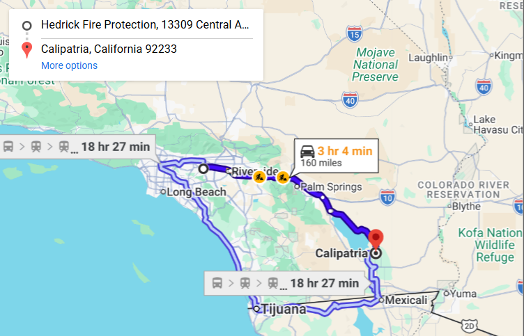 Map of fire protection service area in Calipatria