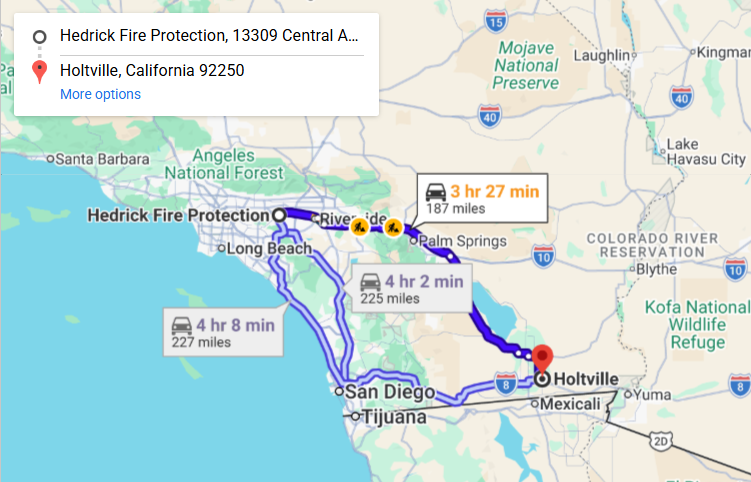 Map of fire protection service area in Holtville