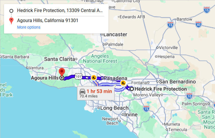 Map of fire protection service area in Agoura Hills