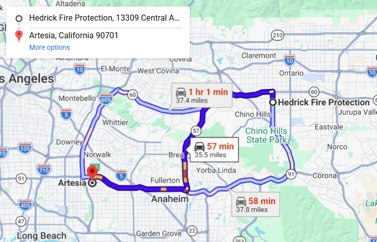 Map of fire protection service area in Artesia