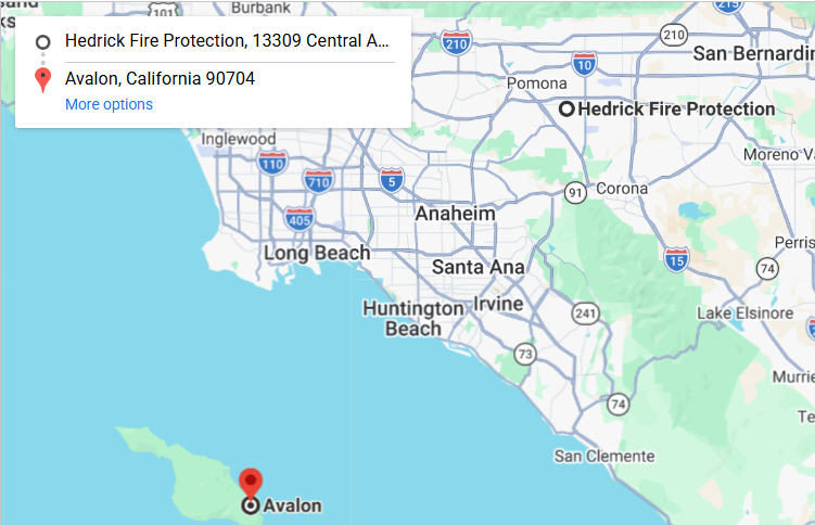 Map of fire protection service area in Avalon