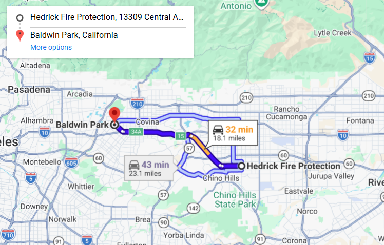 Map of fire protection service area in Baldwin Park