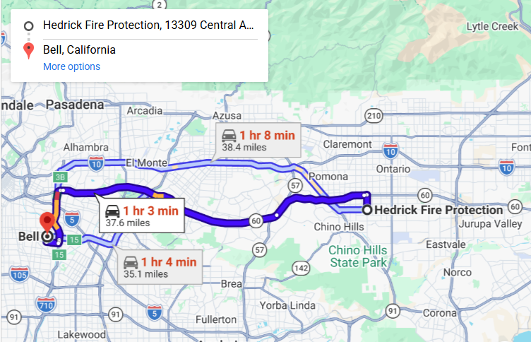 Map of fire protection service area in Bell