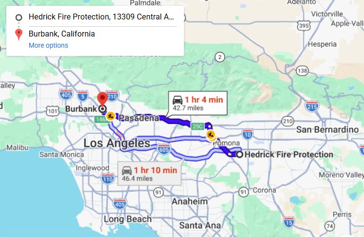 Map of fire protection service area in Burbank