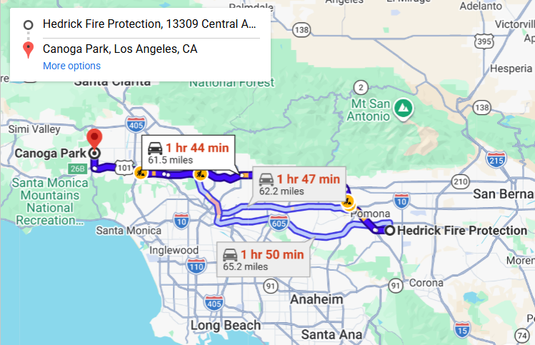 Map of fire protection service area in Canoga Park