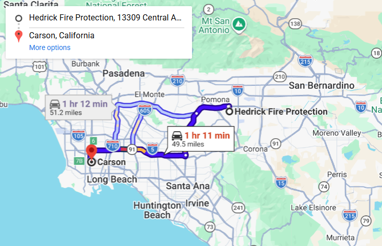 Map of fire protection service area in Carson