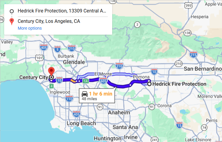 Map of fire protection service area in Century City