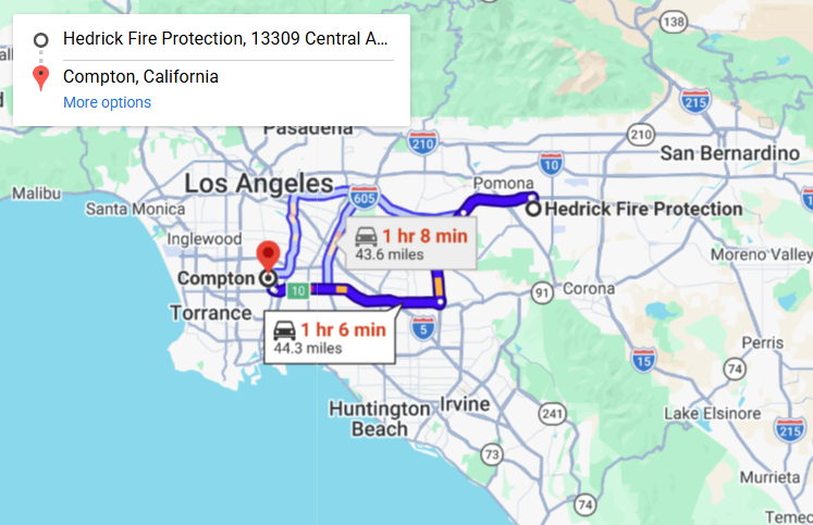 Map of fire protection service area in Compton