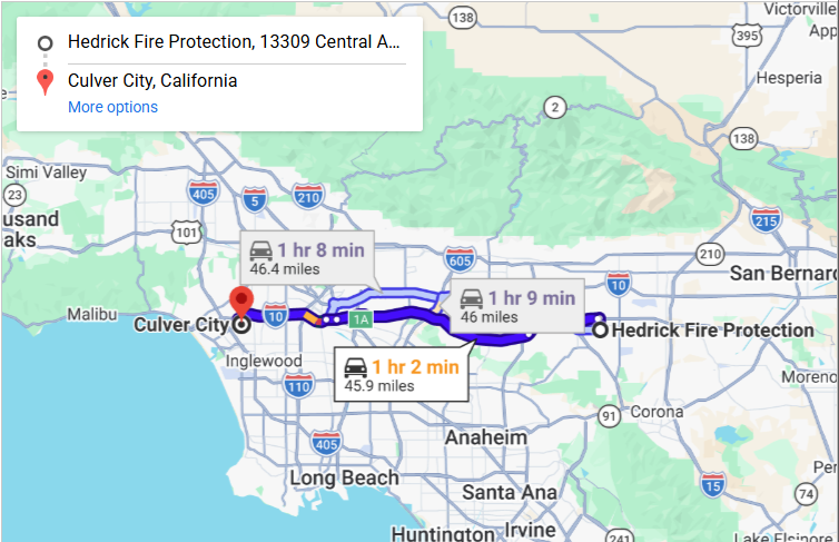 Map of fire protection service area in Culver City