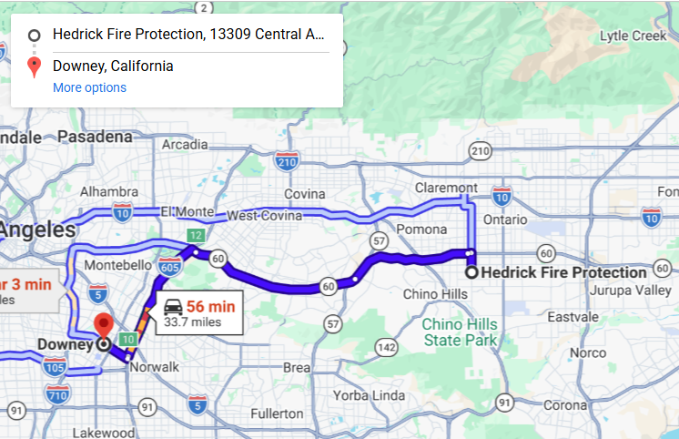 Map of fire protection service area in Downey