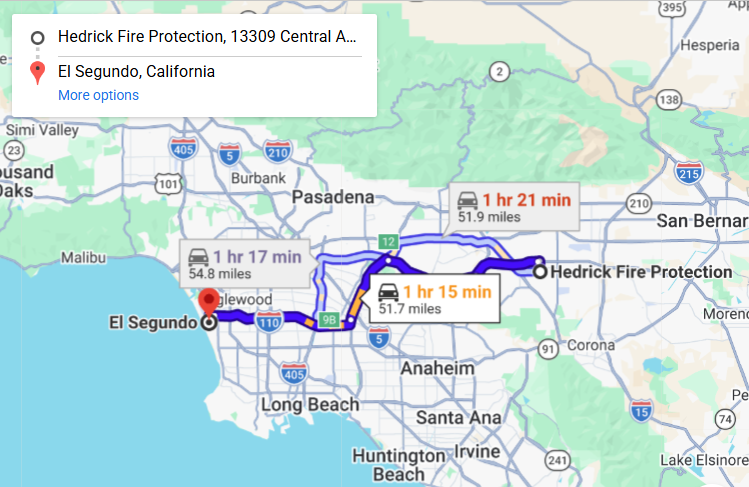 Map of fire protection service area in El Segundo