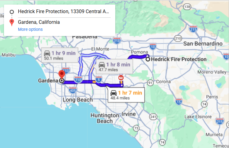 Map of fire protection service area in Gardena