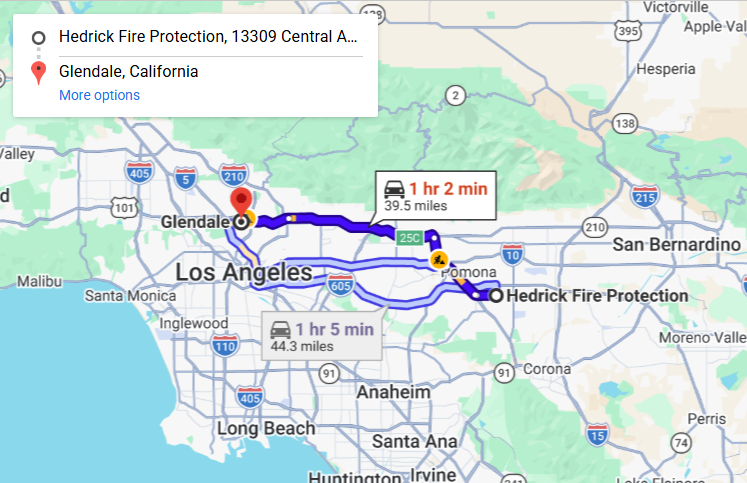 Map of fire protection service area in Glendale