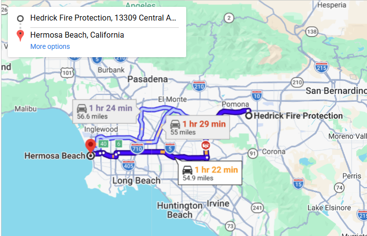 Map of fire protection service area in Hermosa Beach