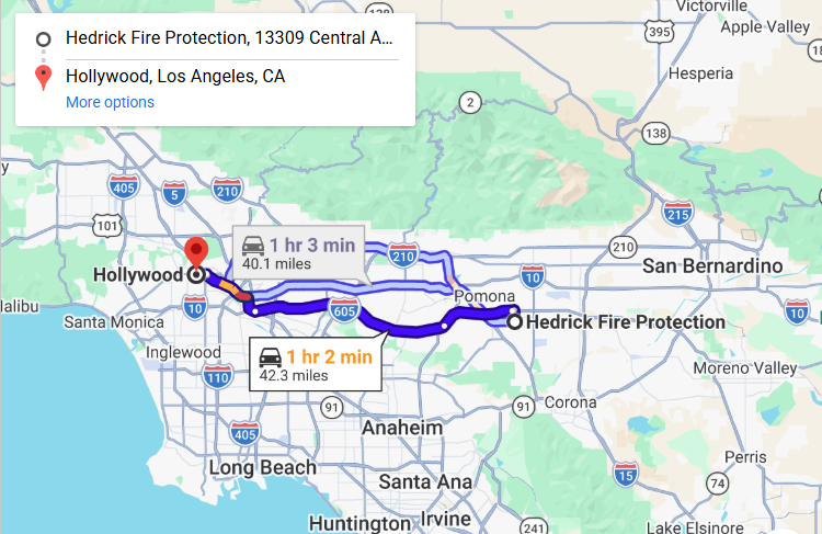 Map of fire protection service area in Hollywood