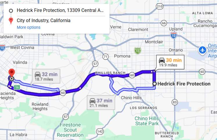 Map of fire protection service area in Industry