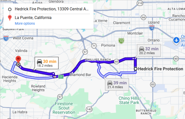 Map of fire protection service area in La Puente