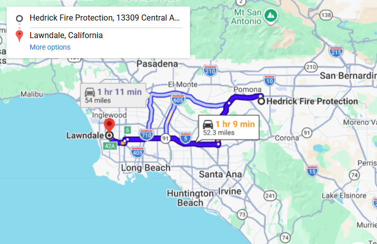 Map of fire protection service area in Lawndale