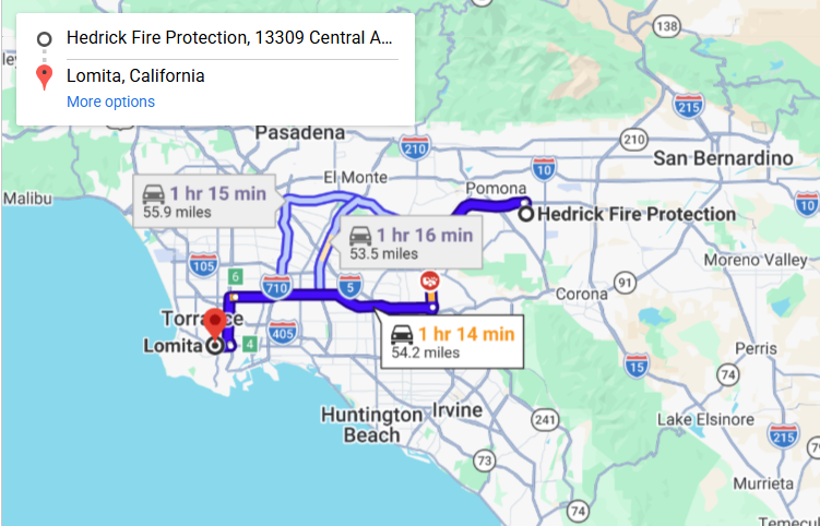 Map of fire protection service area in Lomita