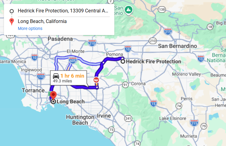 Map of fire protection service area in Long Beach