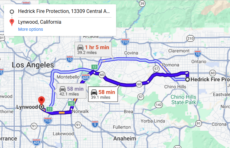 Map of fire protection service area in Lynwood
